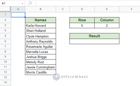 worksheet to return cell reference in google sheets using indirect function
