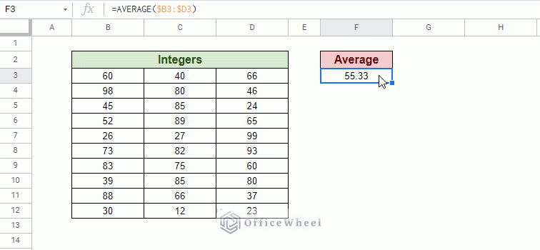 use cell value in formula in google sheets with locked columns animated