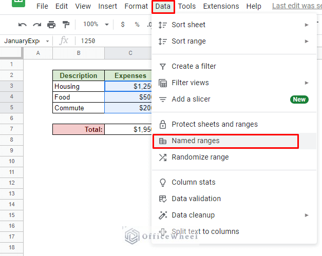 navigating to named ranges from the data tab