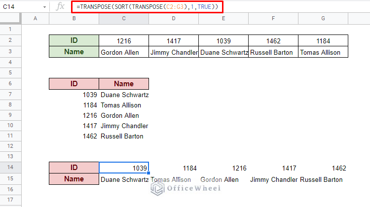 keeping the horizontal arrangement even after using the sort function