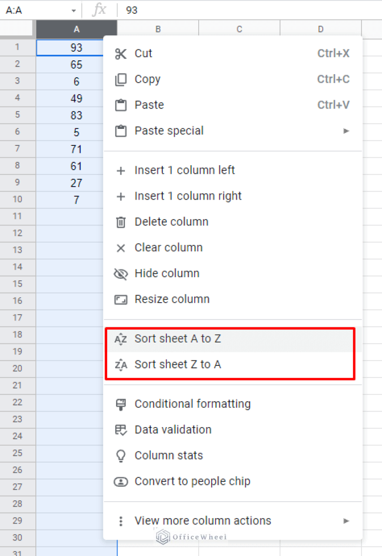 How to Sort by Number in Google Sheets (4 Ways) OfficeWheel