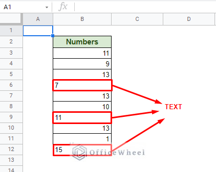 text values in a number column