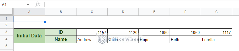 horizontal arrangement of data