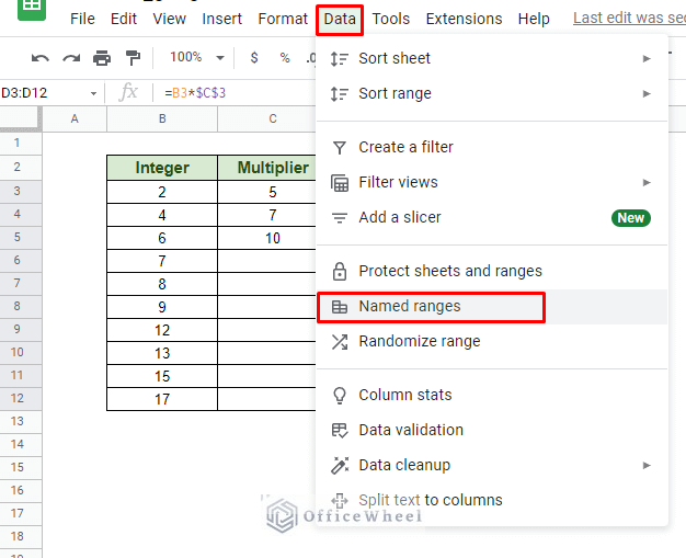 navigating to named ranges from the data tab