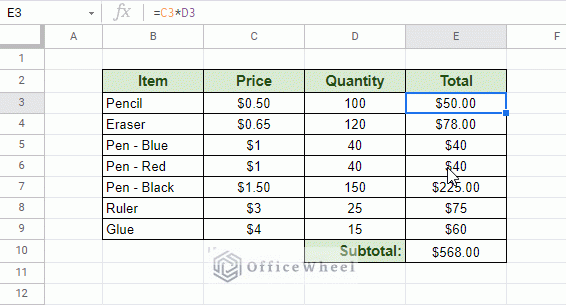 using fill handle applies cell reference automatically