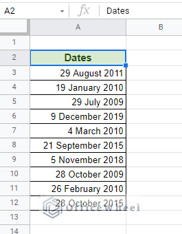 dataset to use date conditional formatting rules on