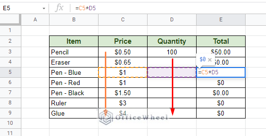 relative cell reference can sometimes give wrong results in google sheets