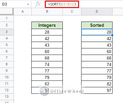 how to sort numerically in google sheets using sort function