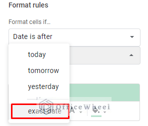 selecting the exact date option