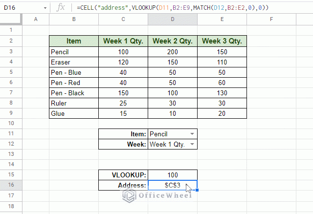 dynamically find cell reference in google sheets animated