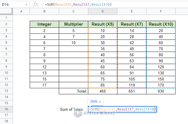 using multiple named ranges as variable cell range references in google sheets