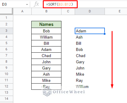how to sort alphabetically in google sheets using sort function single column