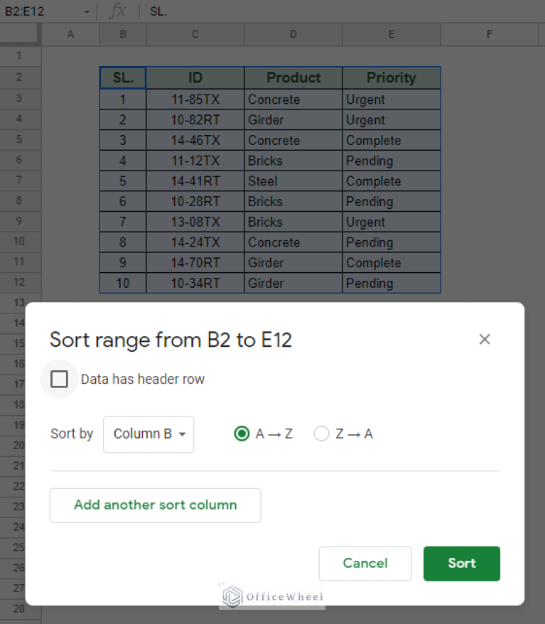 How to Apply a Custom Sort in Google Sheets - OfficeWheel