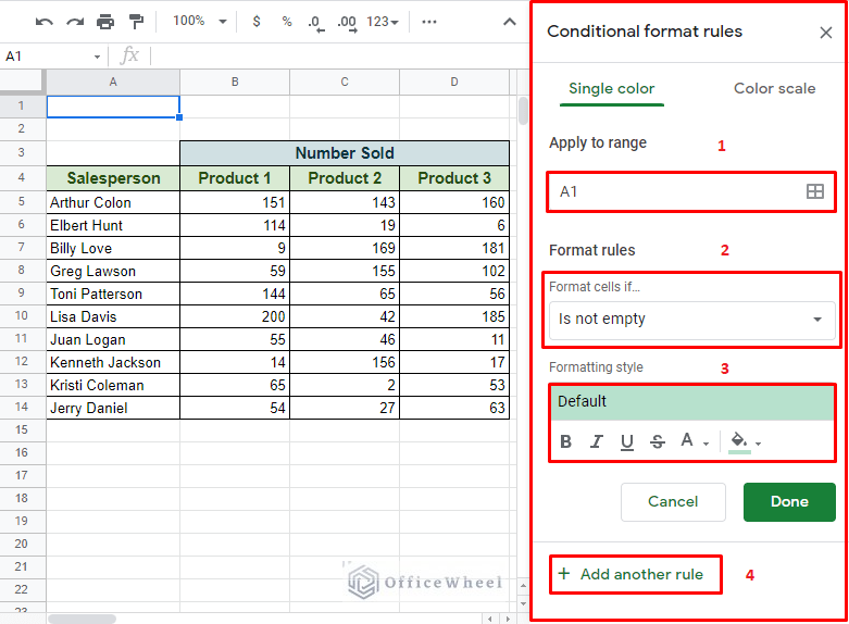 conditional format rules window