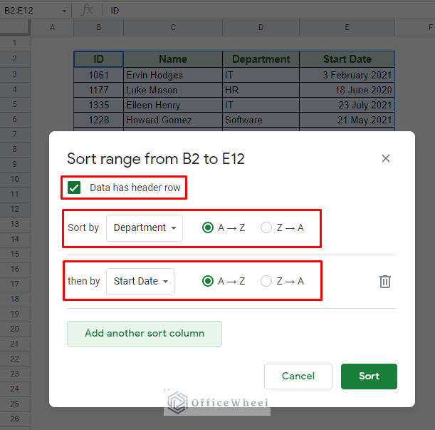 conditions to sort by multiple columns in google sheets