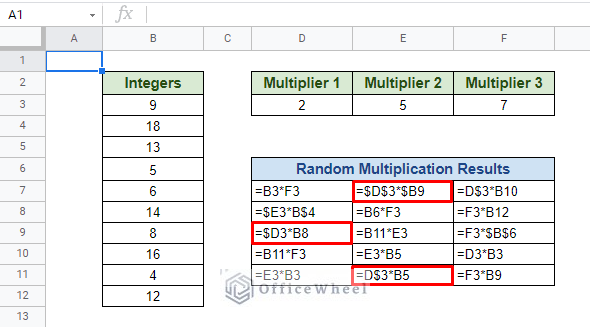 different types of cell references in google sheets