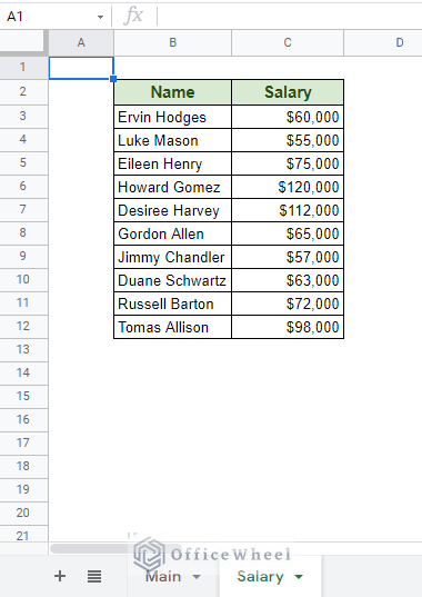 the salary worksheet