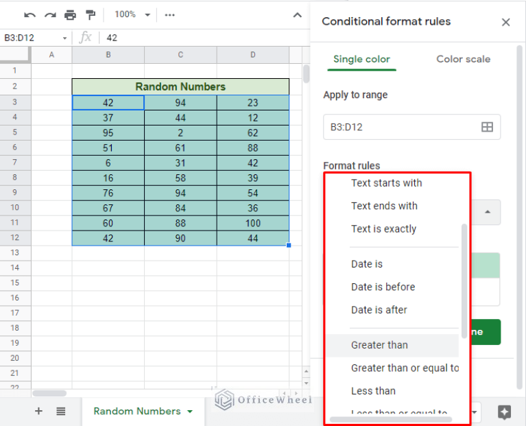 How To Use Conditional Formatting In Google Sheets OfficeWheel
