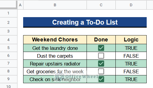 Showing To-Do List with Checkboxes