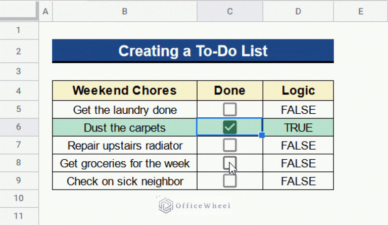 Conditional Formatting with Checkbox in Google Sheets