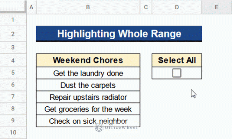 Conditional Formatting with Checkbox in Google Sheets