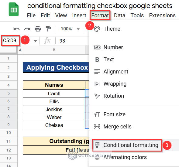 Conditional Formatting with Checkbox in Google Sheets
