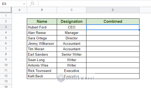 dataset for concatenate with separator in google sheets