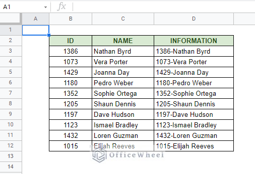 dataset to show find and replace in column in google sheets