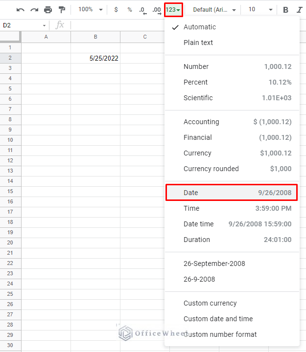 checking date format to put date in google sheets