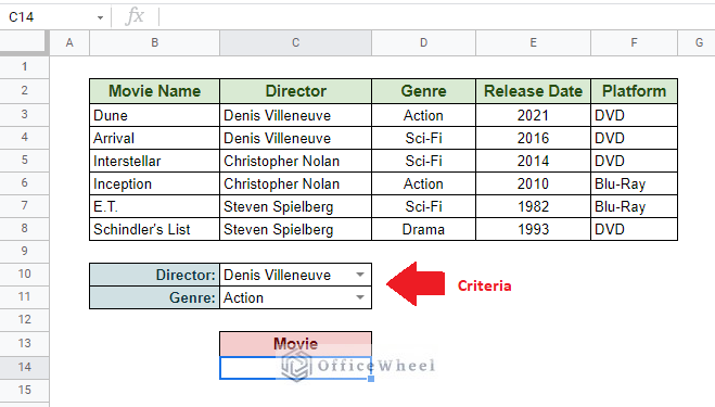 dataset for index match with multiple criteria in google sheets