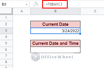 using today function to put current date in google sheets