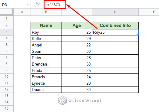 using ampersand to concatenate number and string in google sheets
