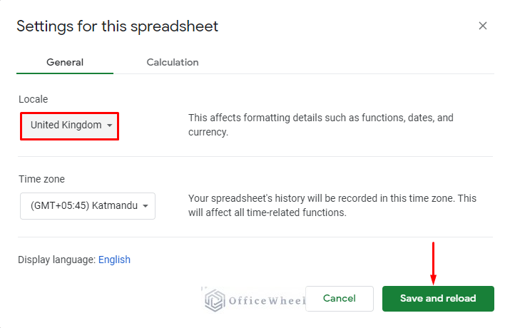 locale settings changed to format date in google sheets