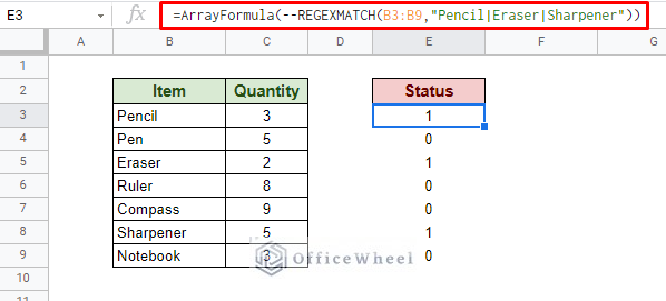 results by regexmatch for multiple values