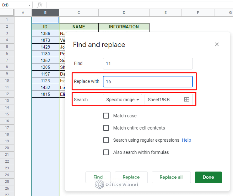 How to Use Find and Replace in Column in Google Sheets