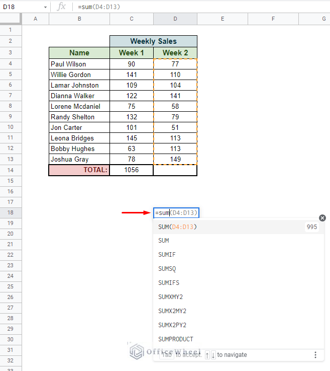 google sheets can automatically recognize value range for a simple function like sum