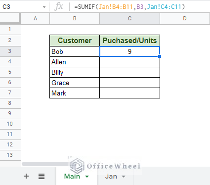 basic way to use sumif from another sheet in google sheets