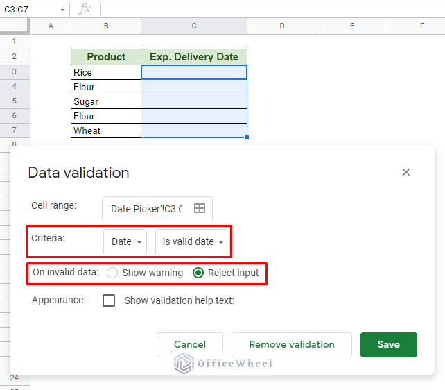 data validation conditions
