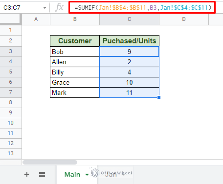 Applying SUMIF from Another Sheet in Google Sheets - OfficeWheel