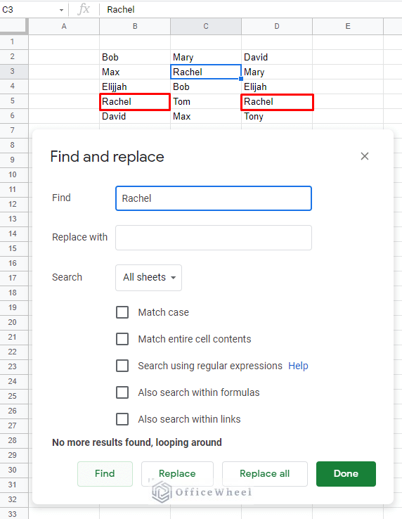 find and delete specific text in google sheets with find and replace