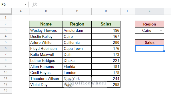 dataset to find all cells with value in google sheets