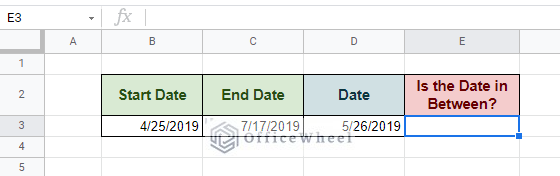 dataset to find if date is between dates in google sheets