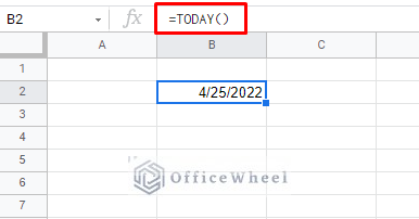 using today function to find today date in google sheets
