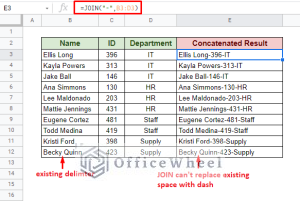 Replace Space with Dash in Google Sheets (2 Ways) - OfficeWheel