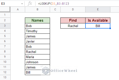lookup function gives wrong output if the values aren't in the ascending order