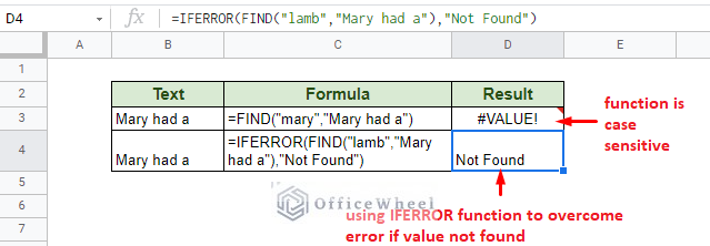 points to note on the find function