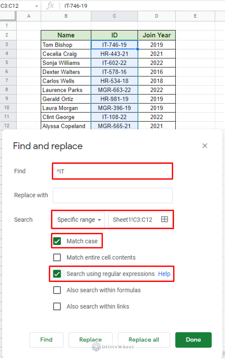 Find and Replace with Wildcard in Google Sheets OfficeWheel