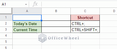 using keyboard shortcut to insert today's date in google sheets