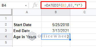 getting the correct age or tenure with the datedif function