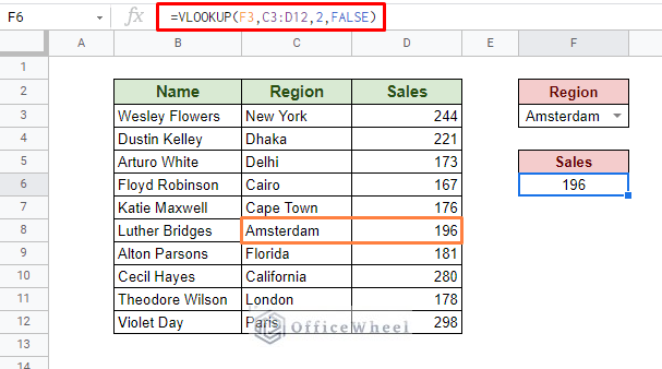 using vlookup to find cell with specific value in google sheets